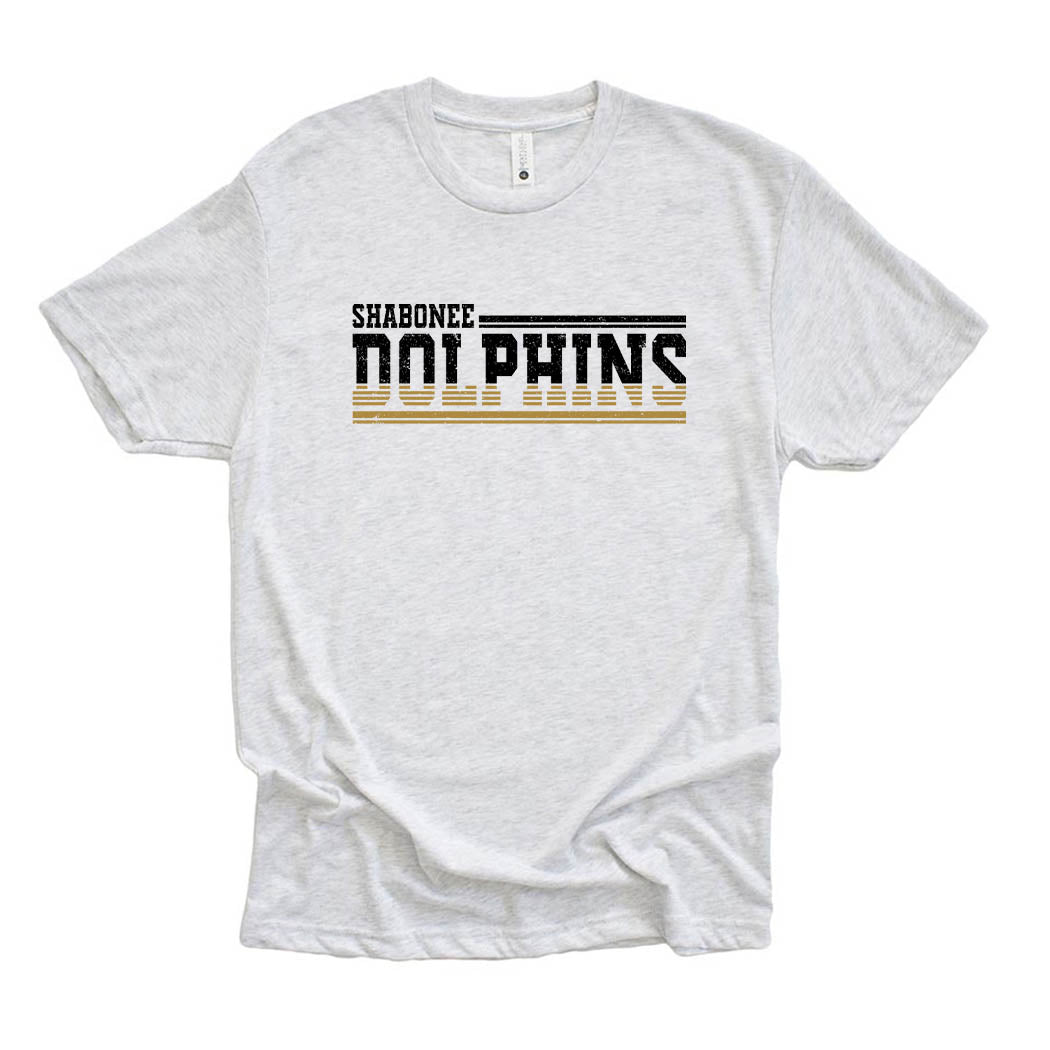 Dolphins Stripes ~ Triblend T-Shirt ~ Shabonee Elementary School Staff