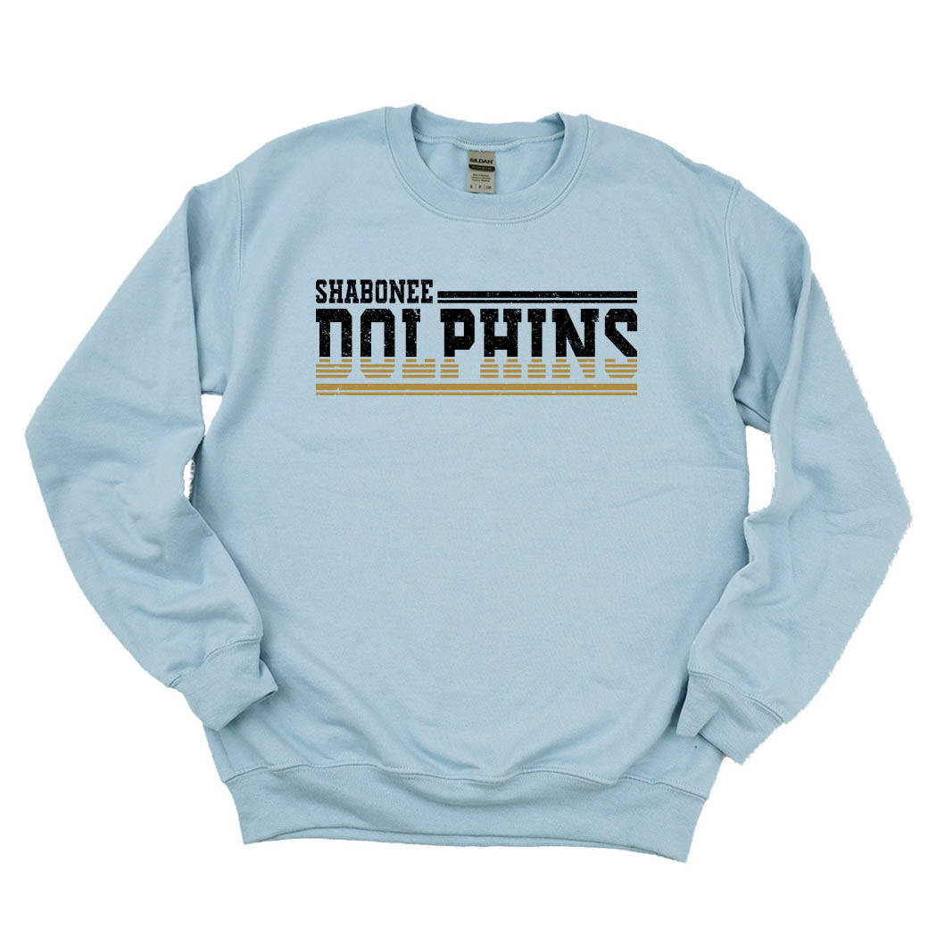 Dolphins Stripes ~ Crewneck Sweatshirt ~ Shabonee Elementary School Staff