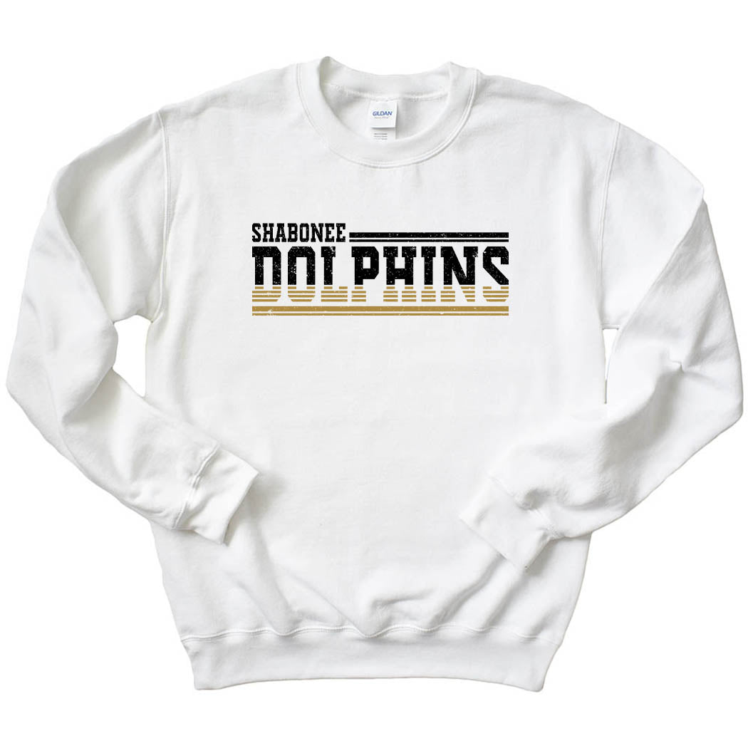 Dolphins Stripes ~ Crewneck Sweatshirt ~ Shabonee Elementary School Staff