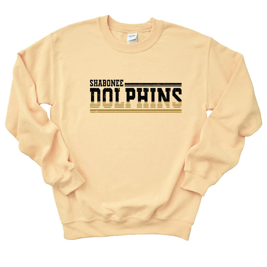 Dolphins Stripes ~ Crewneck Sweatshirt ~ Shabonee Elementary School Staff