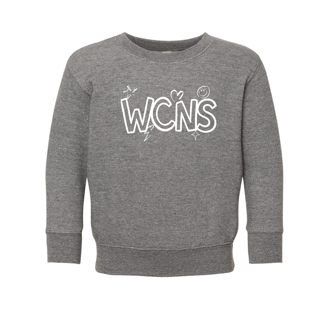 Doodle ~ Toddler Crewneck Sweatshirt ~ Winnetka Community Nursery School-granite heather