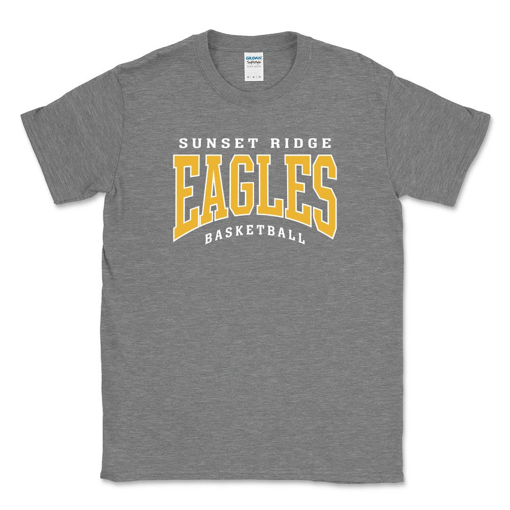 EAGLES ARCH BASKETBALL TEE ~ SUNSET RIDGE SCHOOL ~ youth & adult ~ classic unisex fit