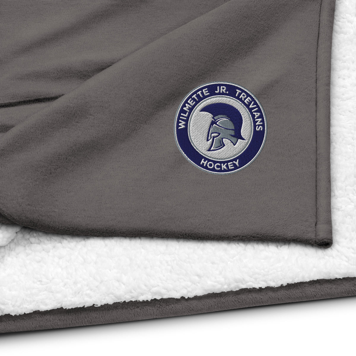 Embroidered Logo ~ Sherpa Blanket ~ Wilmette Jr. Trevians Hockey