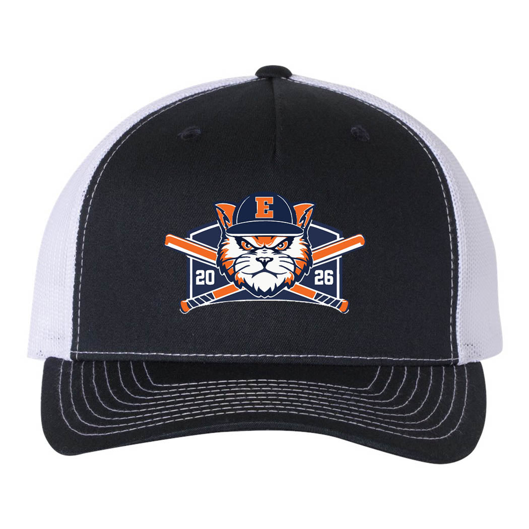 Printed Cooperstown 2026 ~ Trucker Cap ~ Evanston Baseball-navy / white