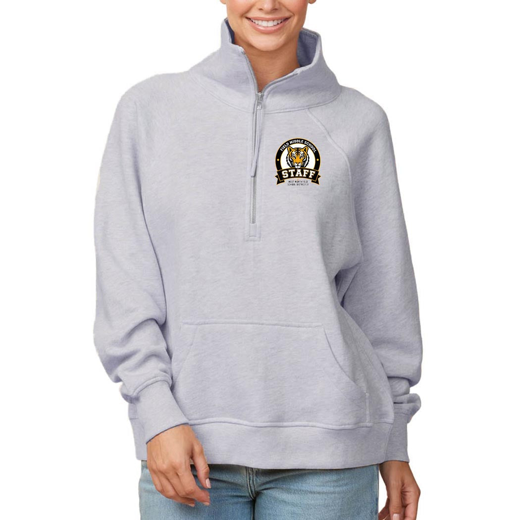 Field Staff Badge ~ Ladies Boxy Half Zip Fleece ~ Field Middle School Staff-athletic heather