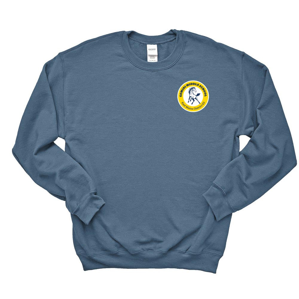 School Logo ~ Raglan Crewneck Sweatshirt ~ Gemini Middle School