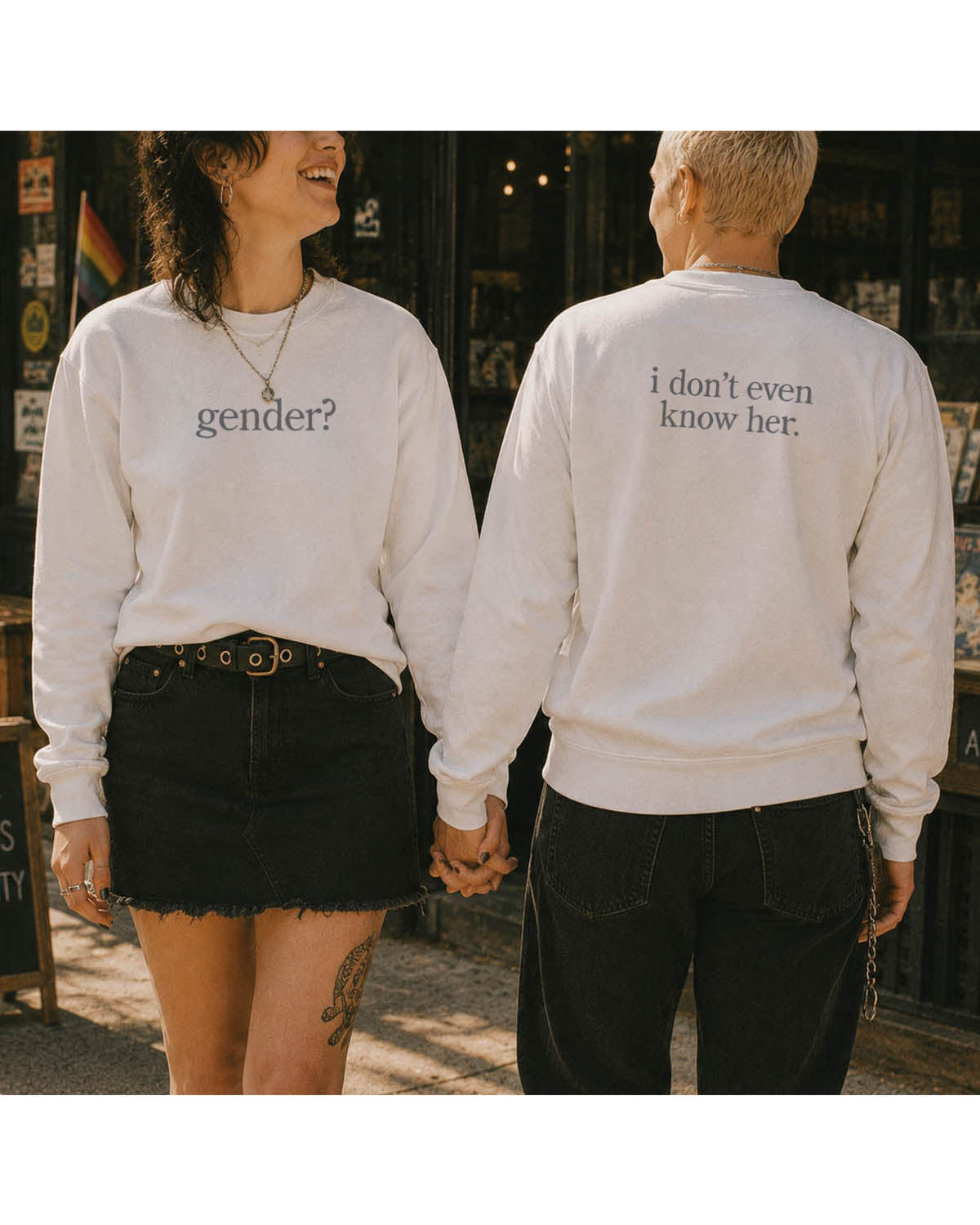 Gender? ~ Sponge Fleece Crewneck Sweatshirt ~ humanKIND pride