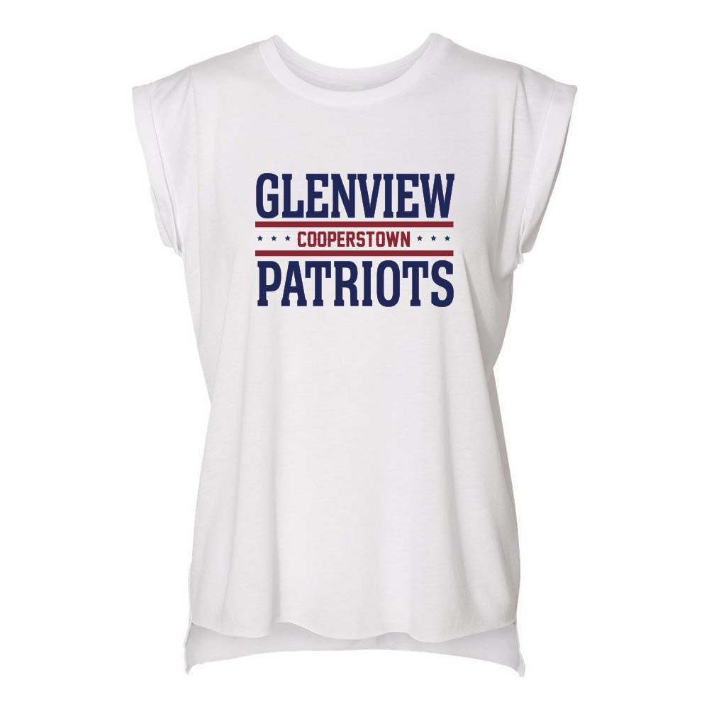 GLENVIEW PATRIOTS COOPERSTOWN ROLLED SLEEVES TANK ~ GLENVIEW PATRIOTS ~ women's flowy fit