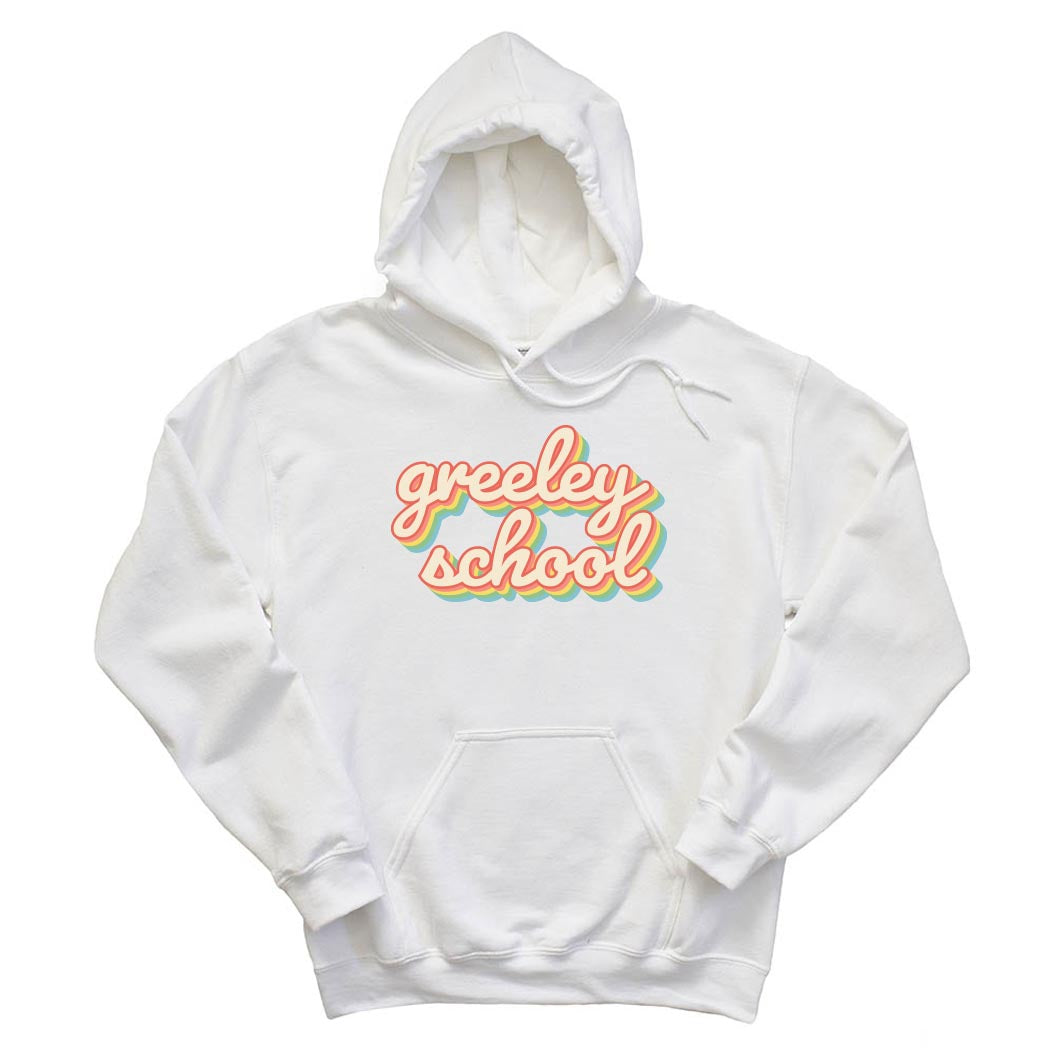 Greeley School Script Peach ~ Hoodie ~ Greeley Elementary School-white