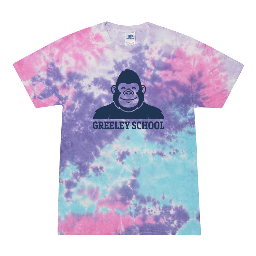 Greeley Smiling Gorilla ~ Tie-Dye T-Shirt ~ Greeley Elementary School-cotton candy