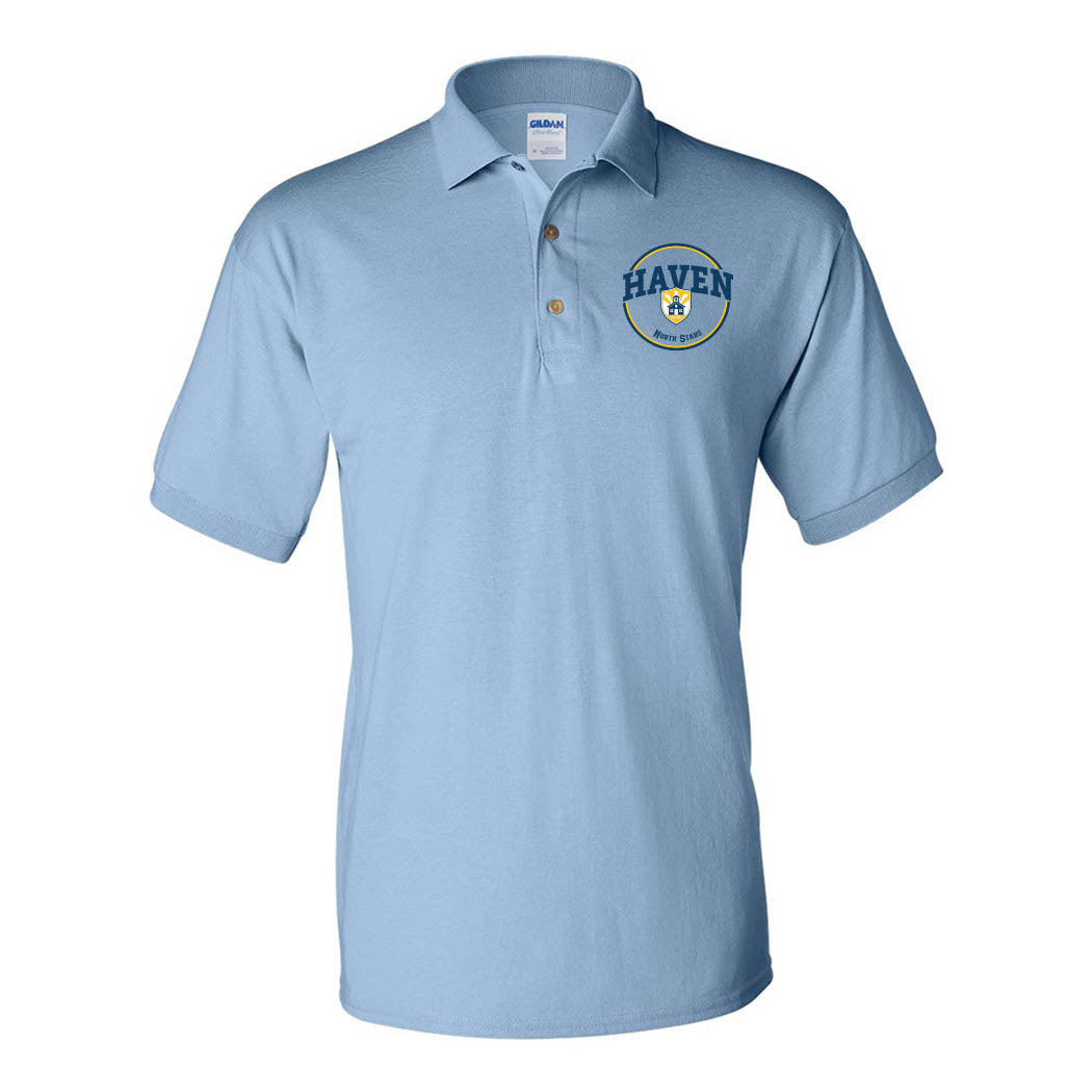 Haven Shield Badge ~ 50/50 Polo ~ Haven Middle School-light blue