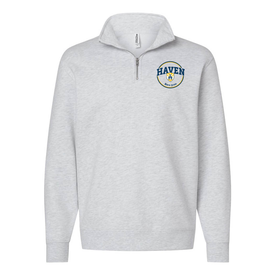 Haven Shield Badge ~ Quarter-Zip Sweatshirt ~ Haven Middle School-ash heather