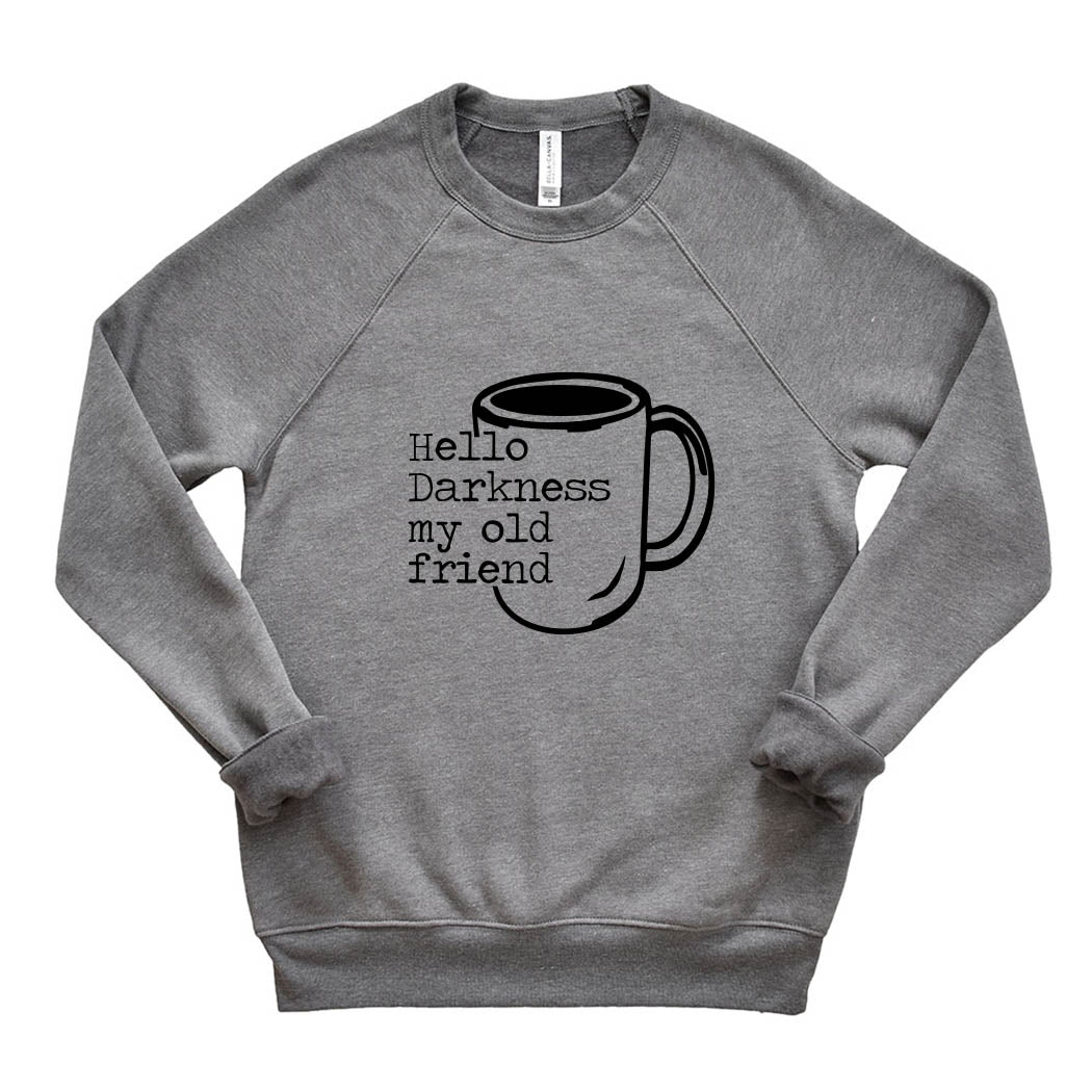 Hello Darkness, My Old Friend ~ Raglan Sponge Fleece Crewneck Sweatshirt ~ humanKIND-deep heather