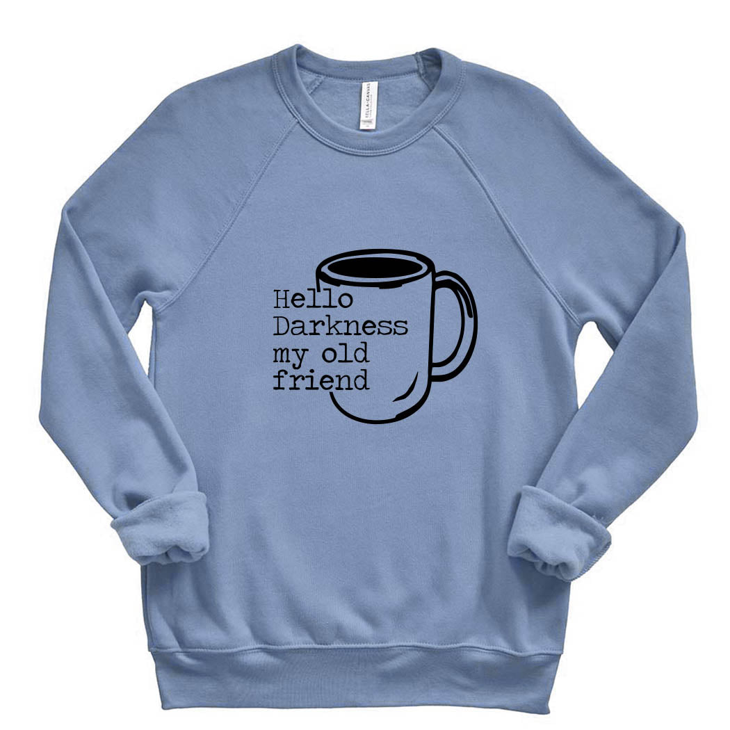 Hello Darkness, My Old Friend ~ Raglan Sponge Fleece Crewneck Sweatshirt ~ humanKIND-lavender blue