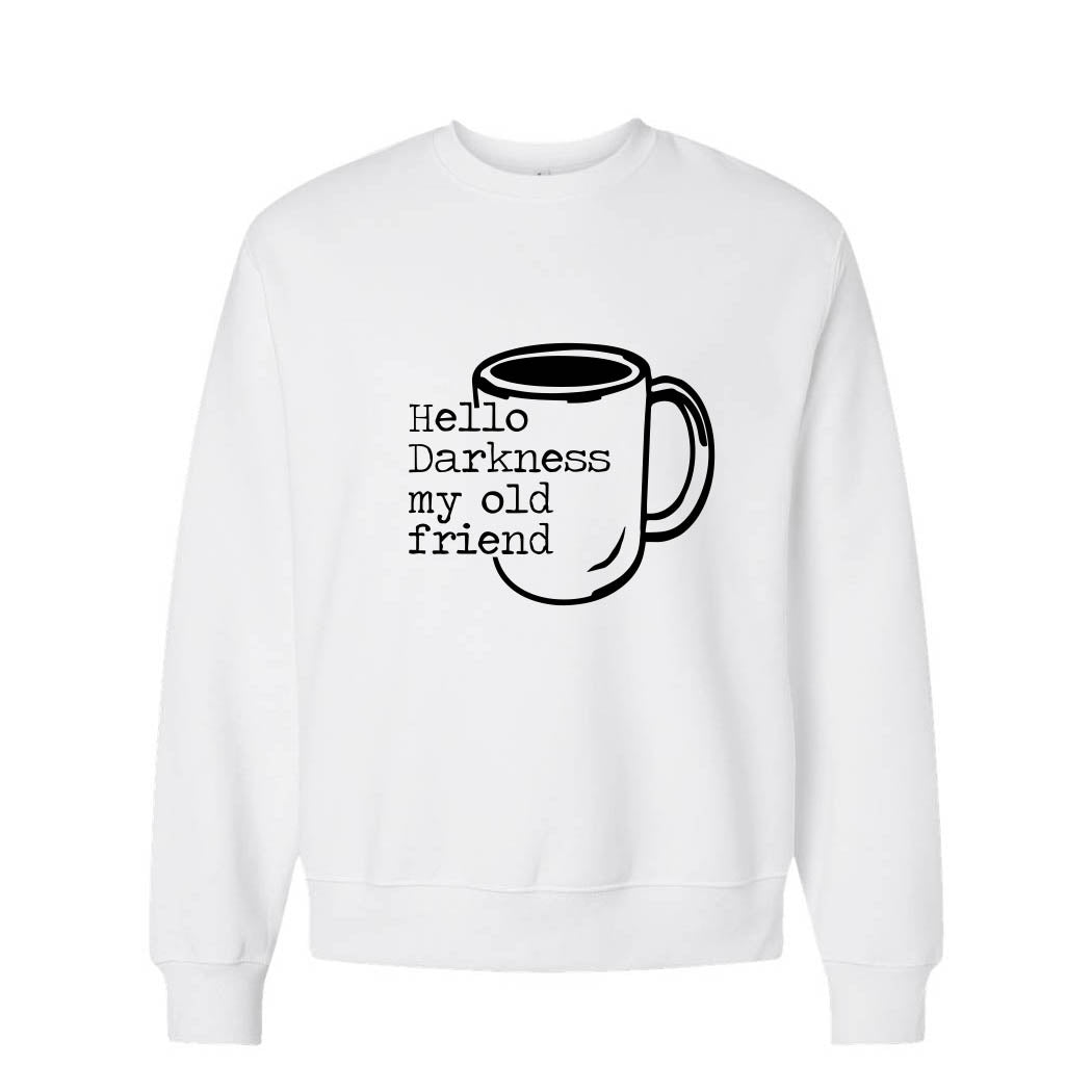 Hello Darkness, My Old Friend ~ Heavyweight Crewneck Sweatshirt ~ humanKIND-white
