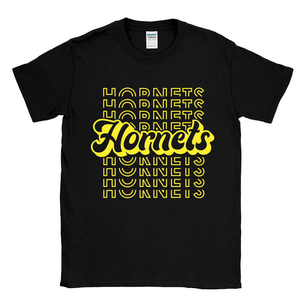 Hornets Repeater Script ~ 50/50 T-Shirt ~ Hoffman Elementary School-black