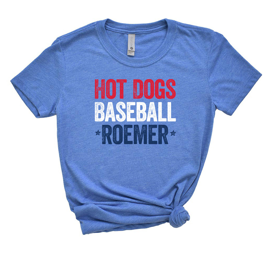 Hot Dogs Baseball Roemer ~ Triblend T-Shirt ~ Wilmette Baseball Association