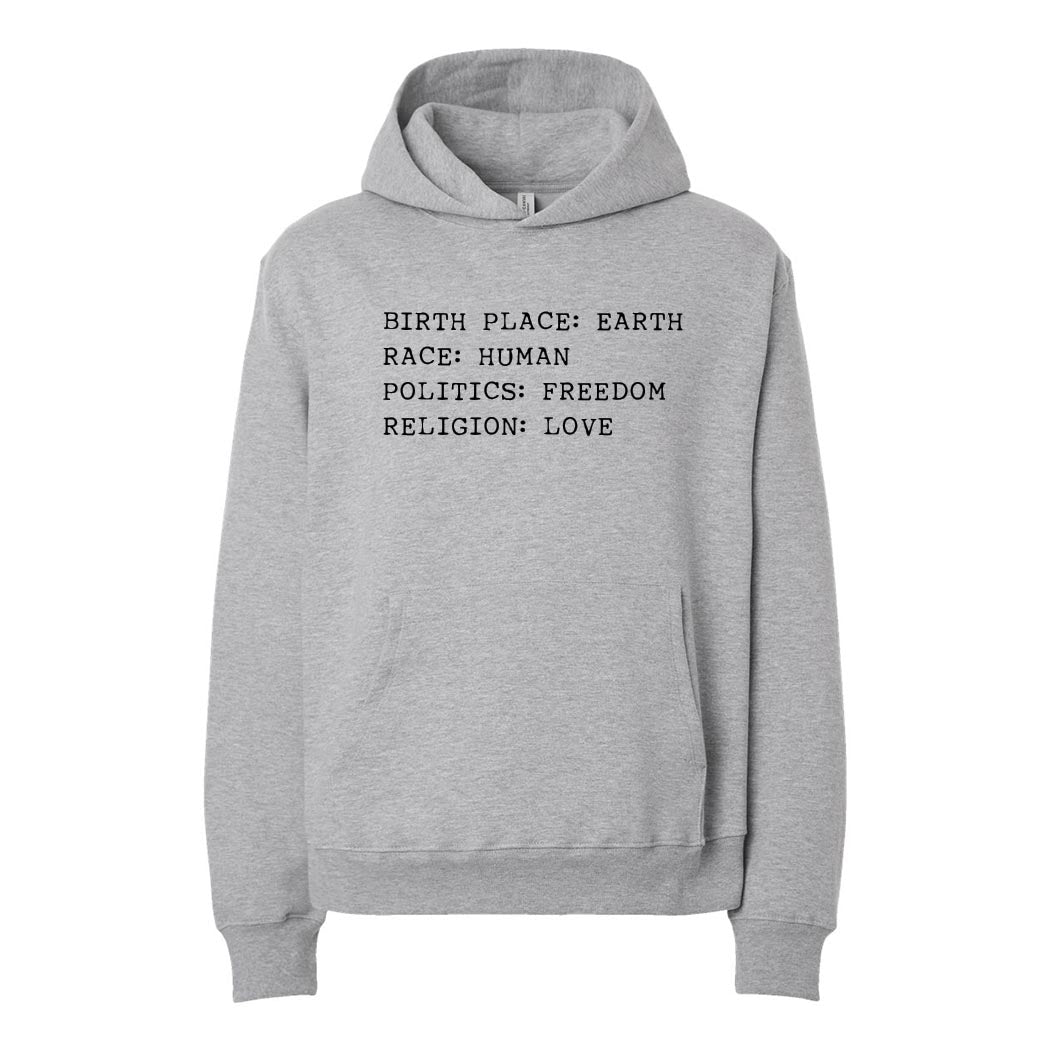 Birthplace: Earth ~ Youth Sponge Fleece Hoodie ~ humanKIND