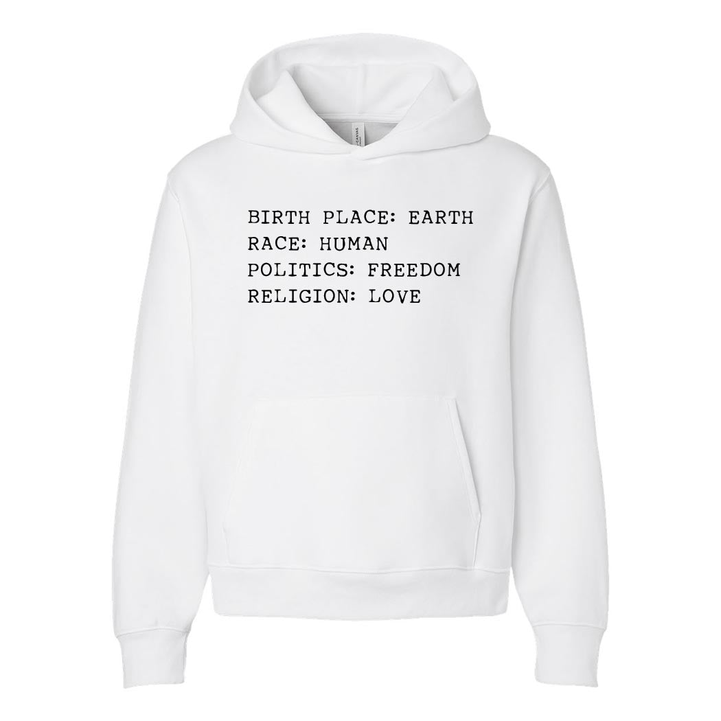 Birthplace: Earth ~ Heavyweight Hoodie ~ humanKIND