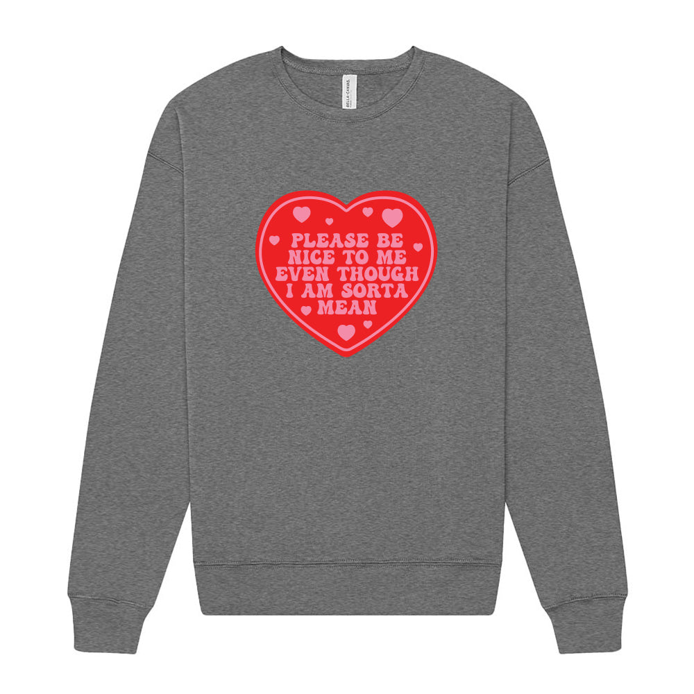 Please Be Nice To Me Even Though I'm Sorta Mean ~  Drop Shoulder Crewneck Sweatshirt ~ humanKIND