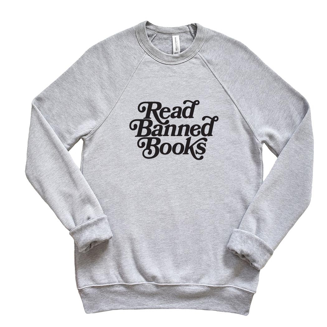 Read Banned Books ~ Youth Raglan Sponge Fleece Crewneck Sweatshirt ~ humanKIND