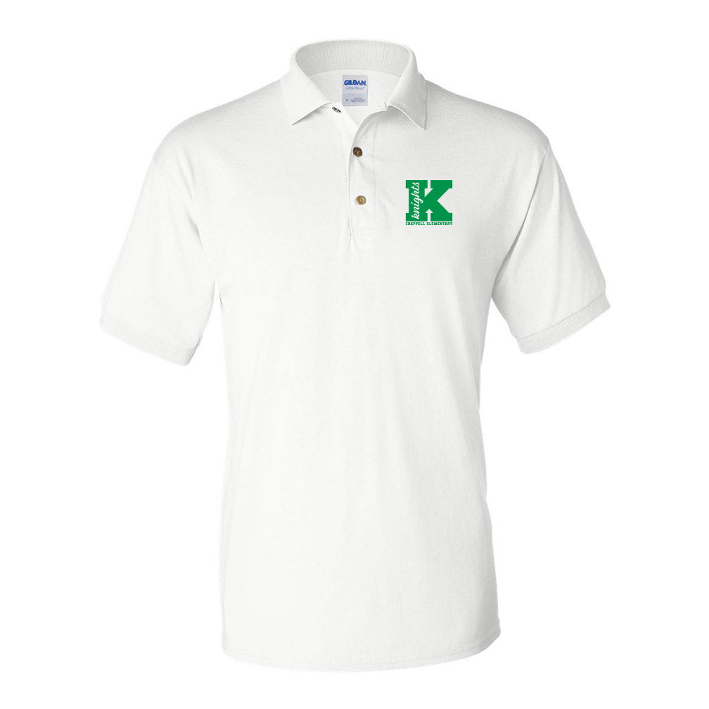Initial Script White ~ 50/50 Polo ~ Chappell Elementary School