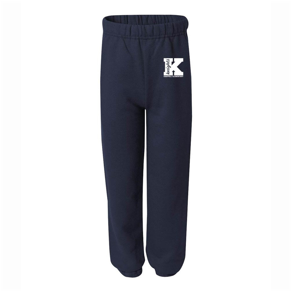 Initial Script White ~ Sweatpants ~ Chappell Elementary School-navy