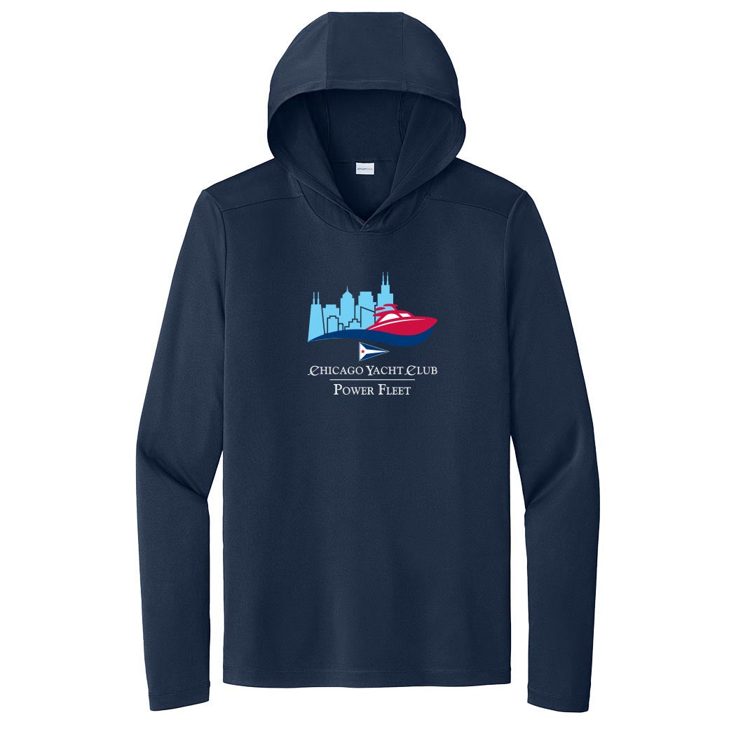 Logo - Power Fleet ~ Performance Long Sleeve Hoodie ~ Chicago Yacht Club
