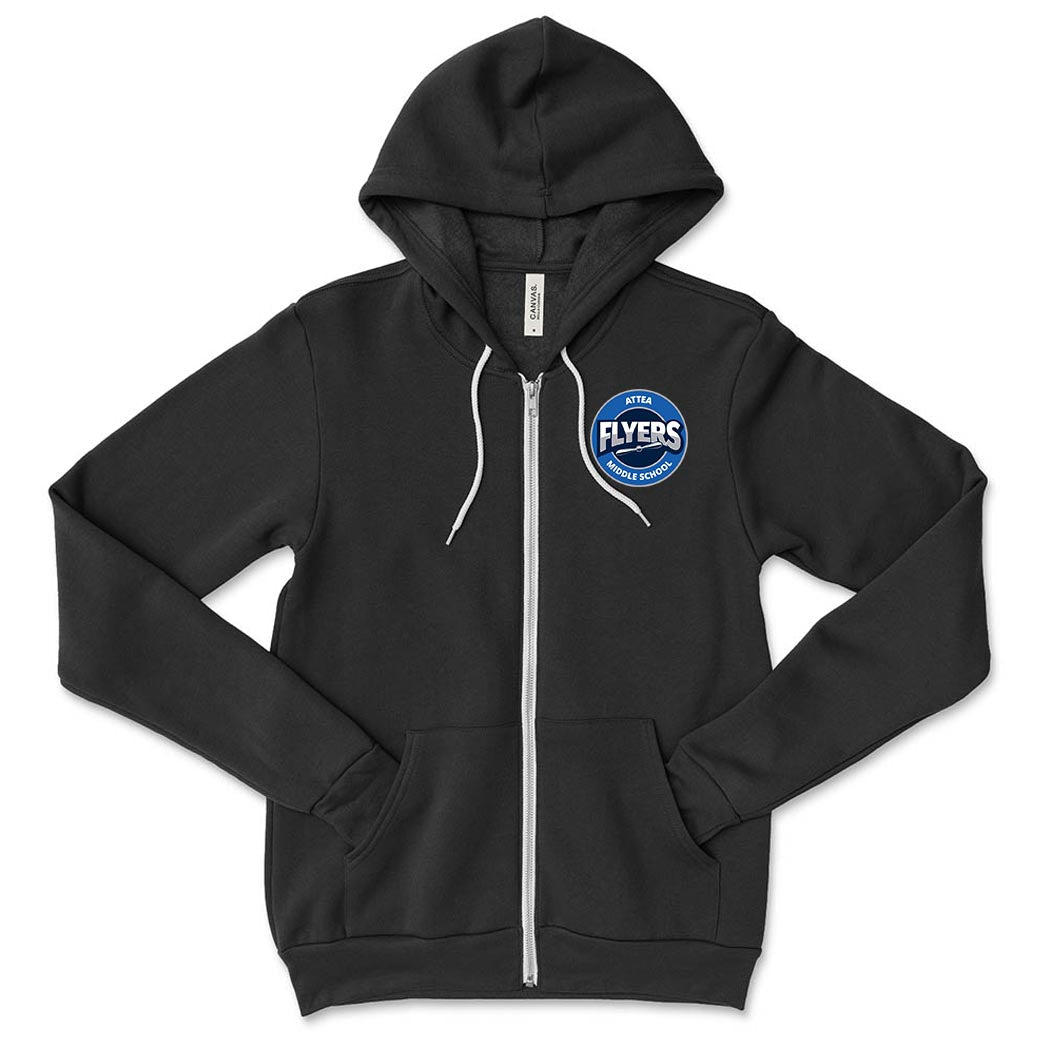 Logo ~ Sponge Fleece Zip Hoodie ~ Attea Middle School-black