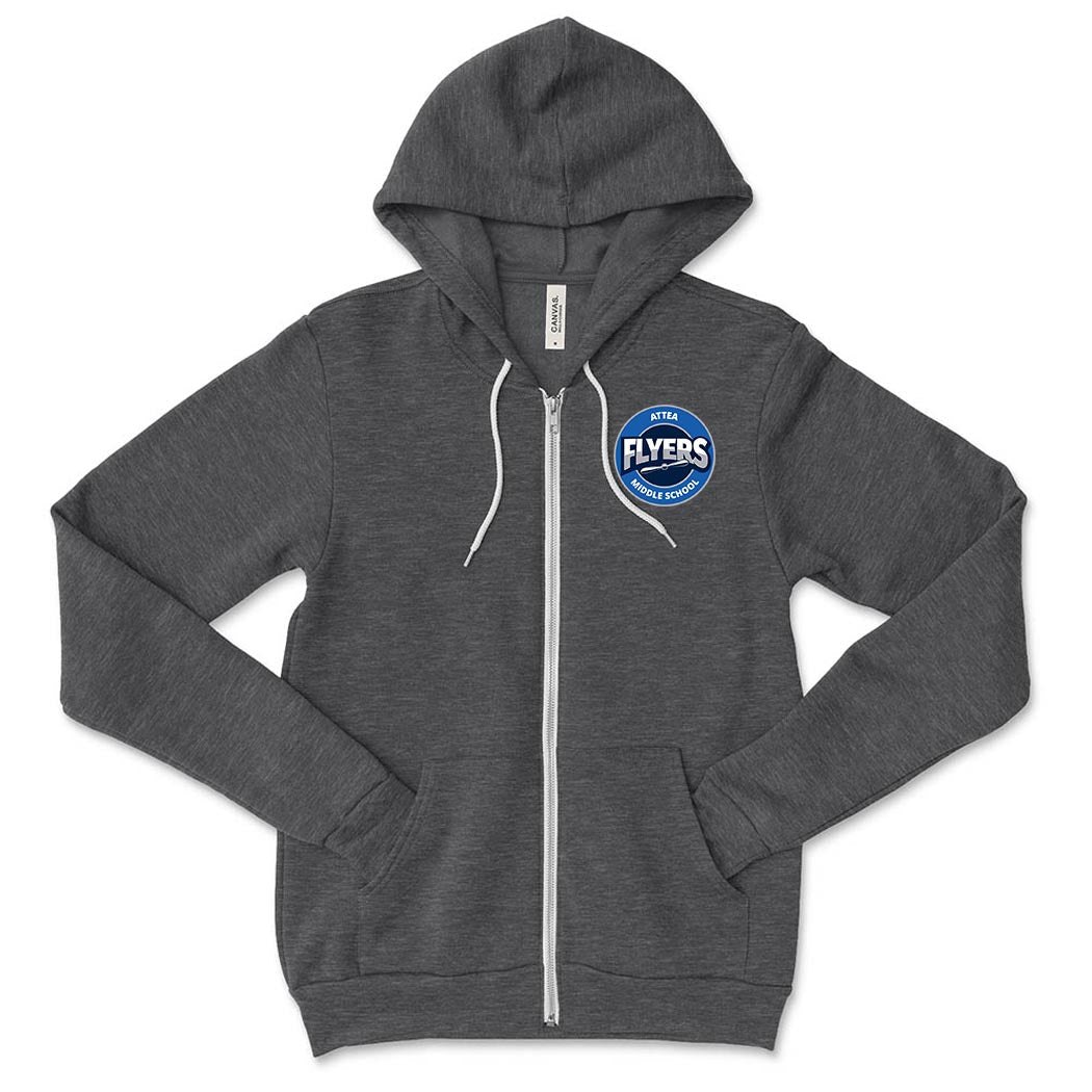 Logo ~ Sponge Fleece Zip Hoodie ~ Attea Middle School