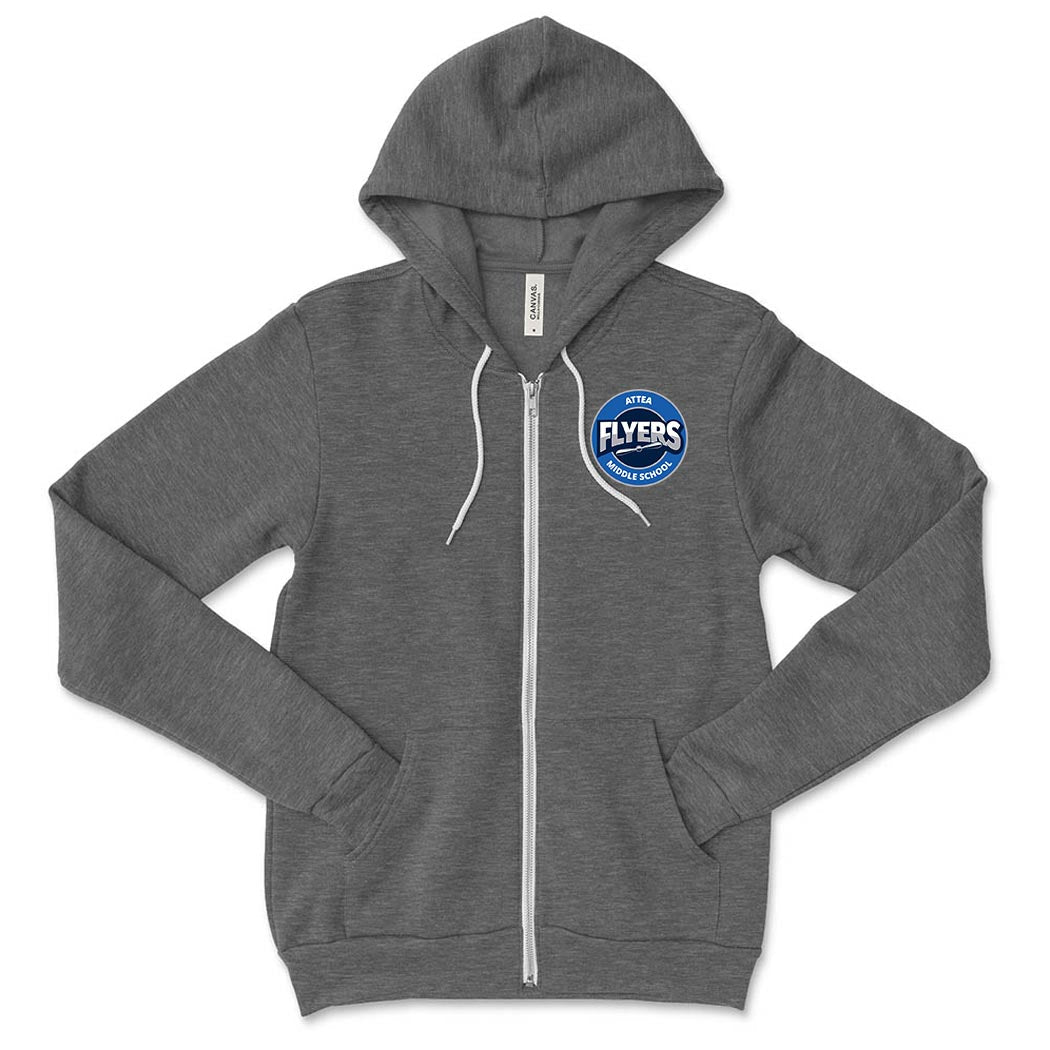 Logo ~ Sponge Fleece Zip Hoodie ~ Attea Middle School