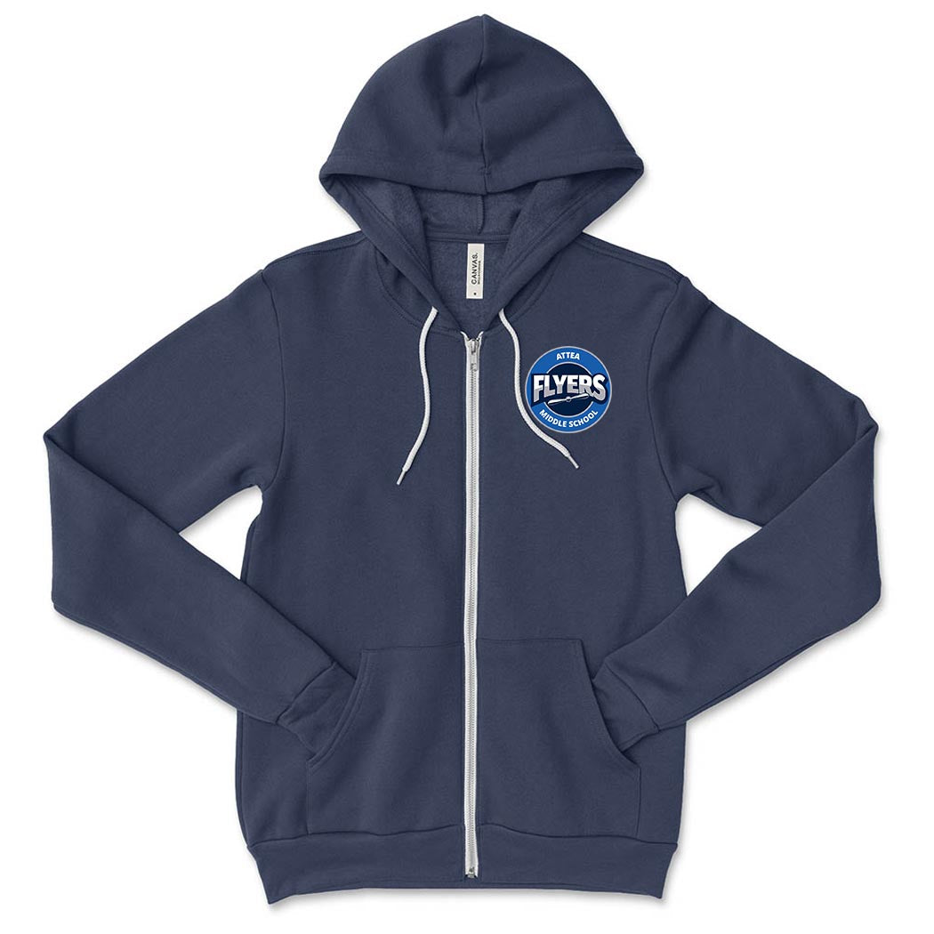 Logo ~ Sponge Fleece Zip Hoodie ~ Attea Middle School