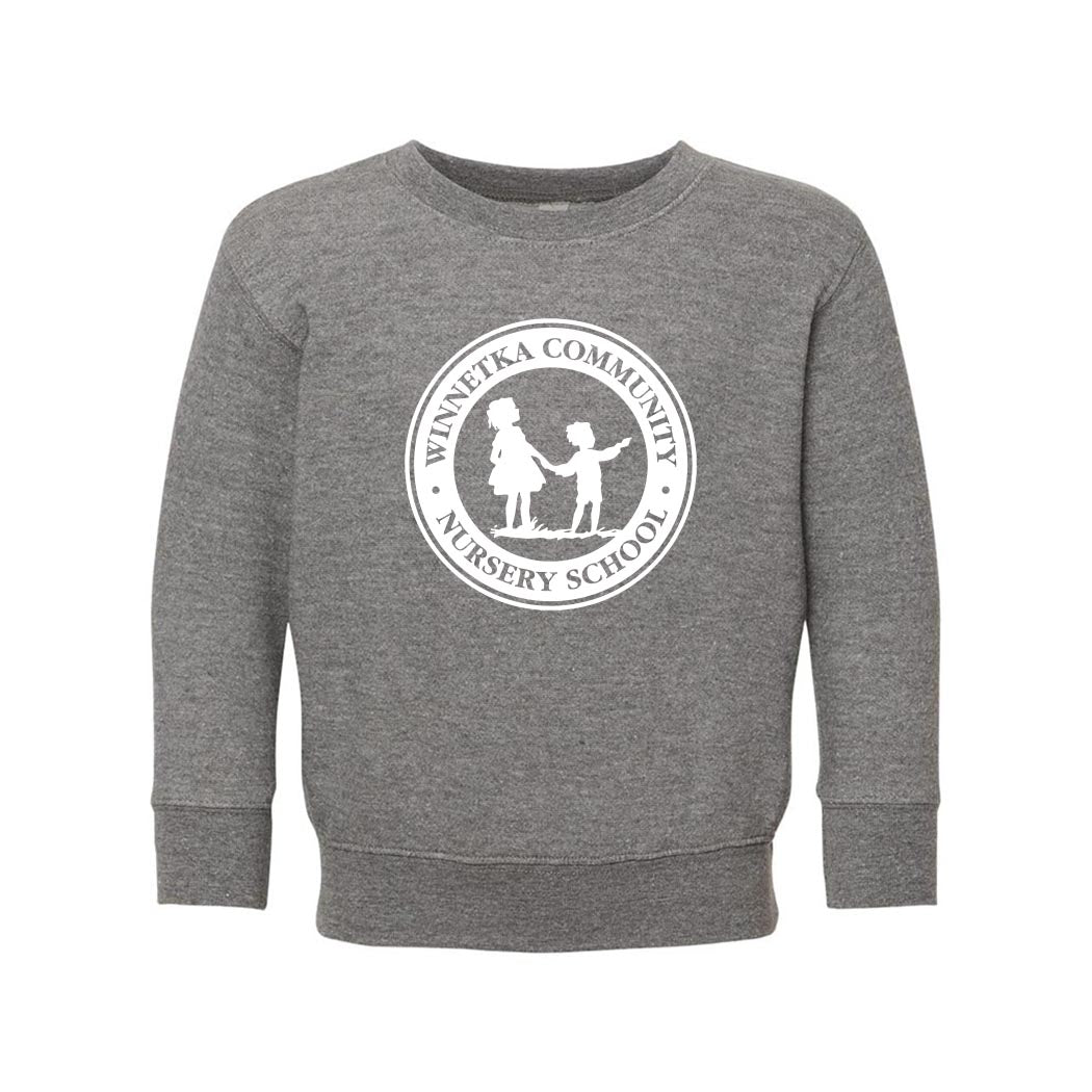 Logo ~ Toddler Crewneck Sweatshirt ~ Winnetka Community Nursery School-granite heather