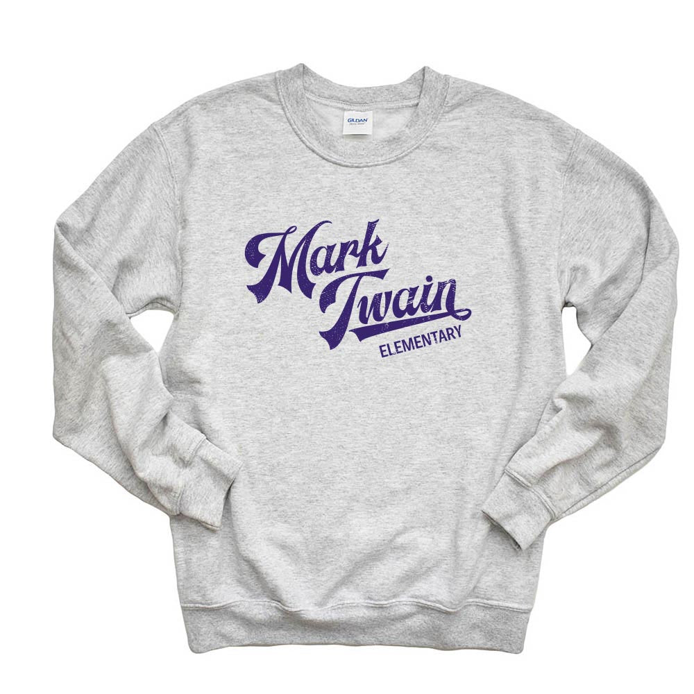Retro Script ~ Raglan Crewneck Sweatshirt ~ Mark Twain Elementary School