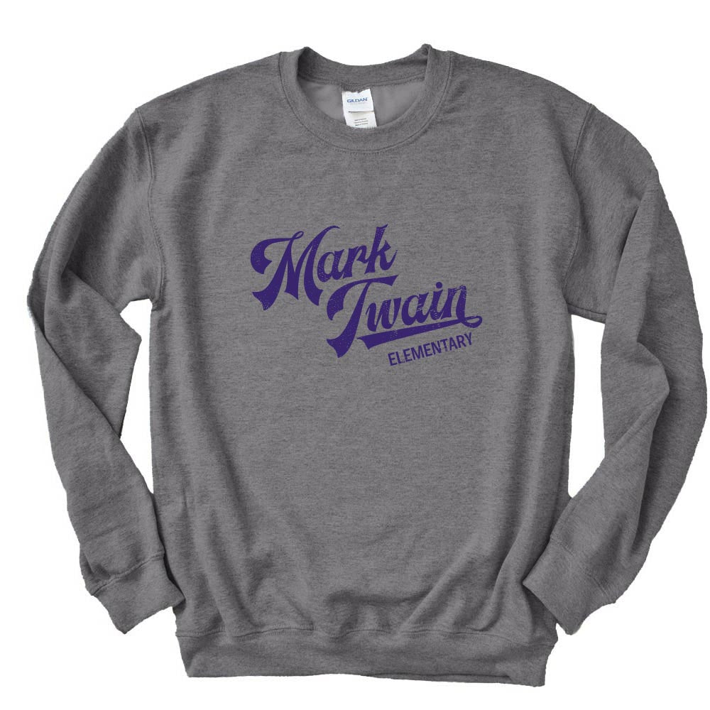 Retro Script ~ Raglan Crewneck Sweatshirt ~ Mark Twain Elementary School
