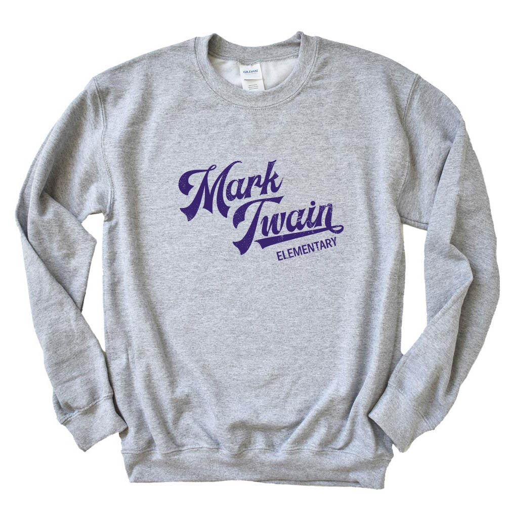 Retro Script ~ Raglan Crewneck Sweatshirt ~ Mark Twain Elementary School