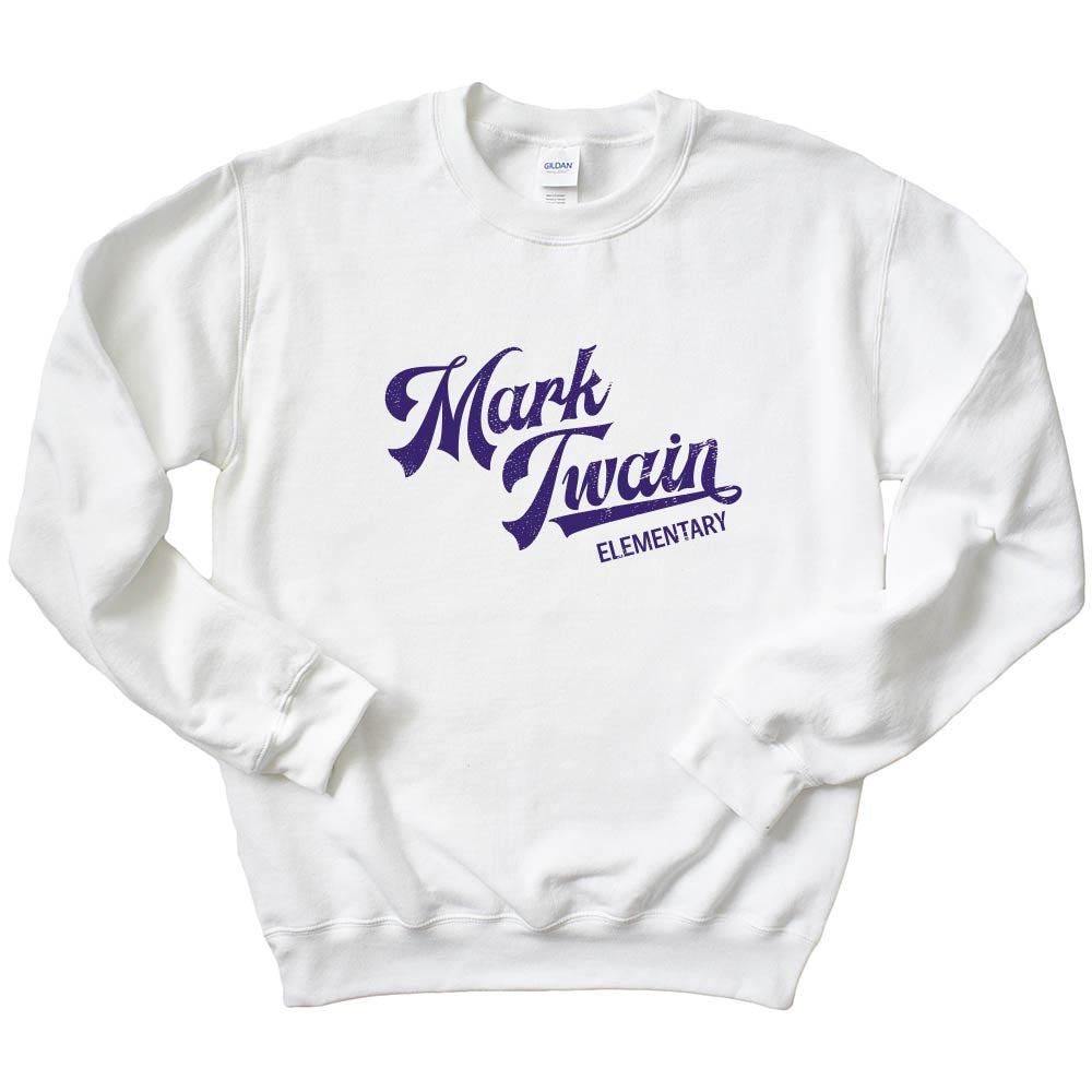 Retro Script ~ Raglan Crewneck Sweatshirt ~ Mark Twain Elementary School