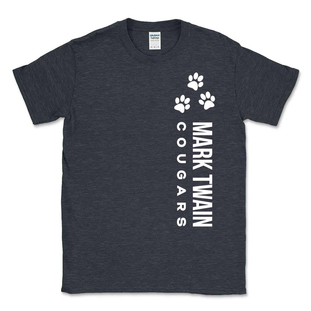 Vertical Paw Prints ~ Cotton T-Shirt ~ Mark Twain Elementary School