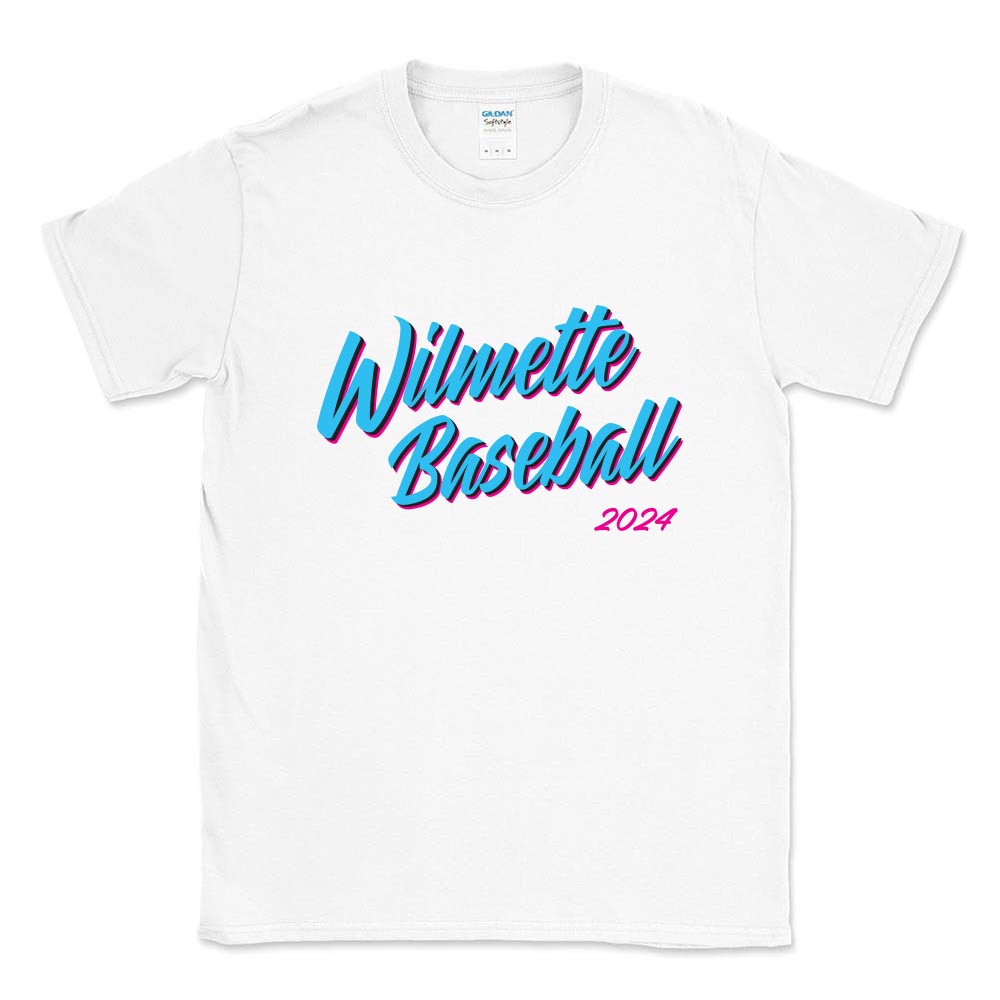 NEON 2024 SOFTSTYLE TEE ~ WILMETTE BASEBALL ~ youth & adult ~ classic fit