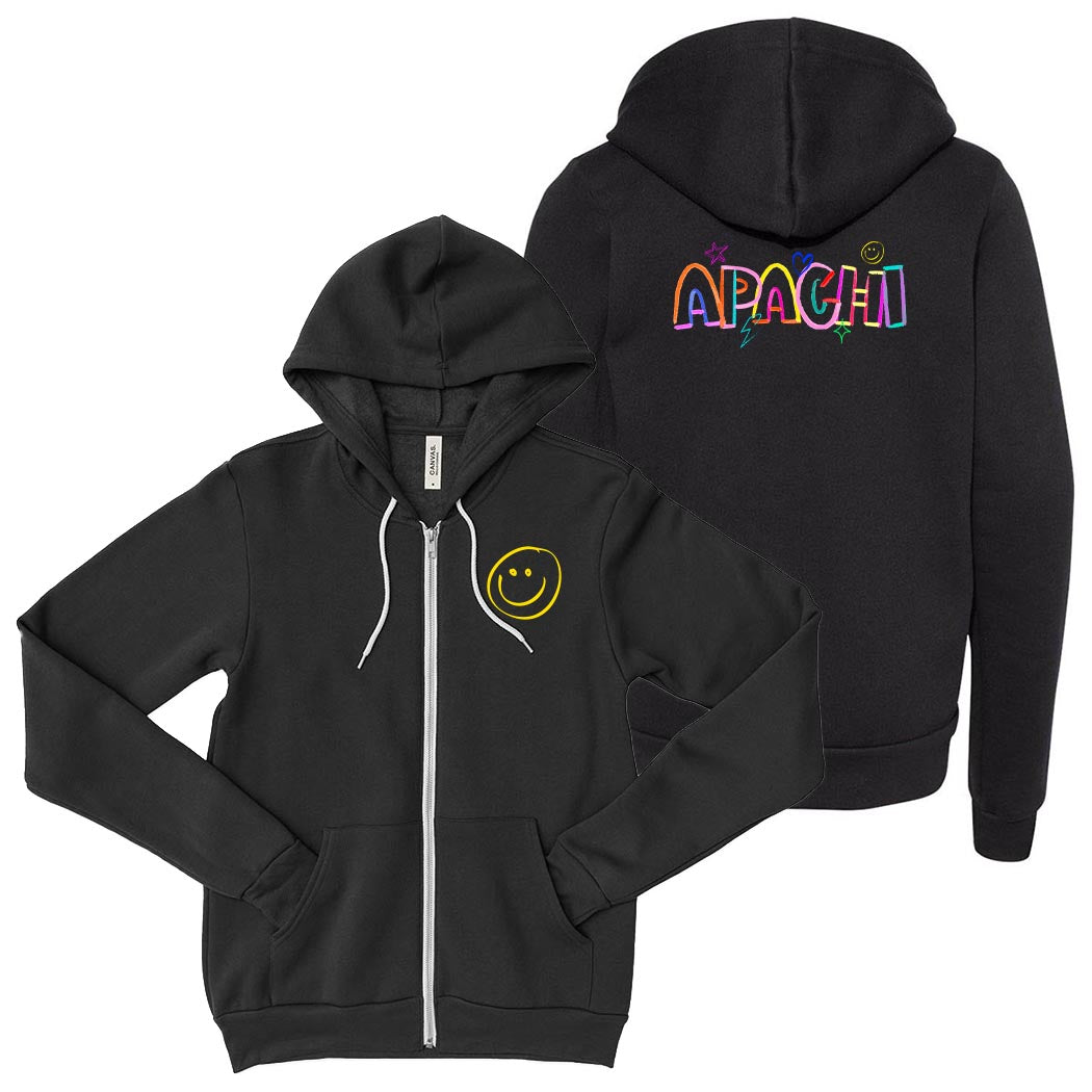 Neon Doodle ~ Sponge Fleece Zip Hoodie ~ Apachi Day Camp