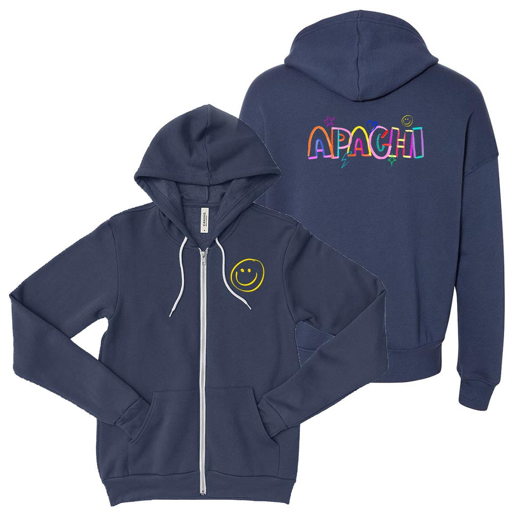 Neon Doodle ~ Sponge Fleece Zip Hoodie ~ Apachi Day Camp