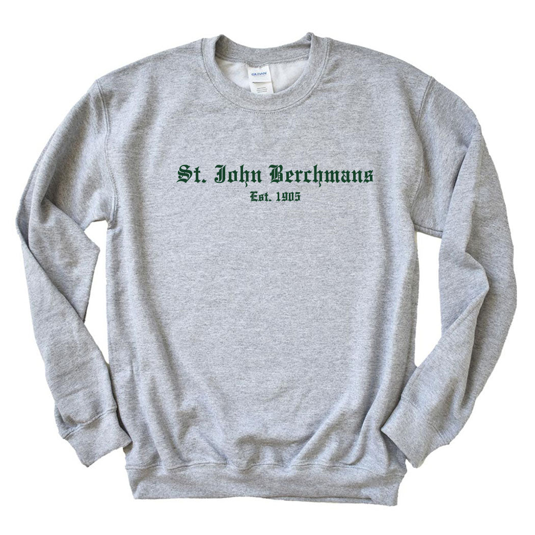 Old English ~ Crewneck Sweatshirt ~ St. John Berchmans-sport grey
