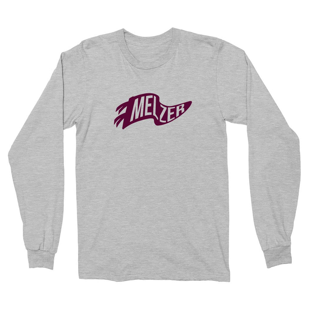 Pennant ~ Cotton Long Sleeve T-Shirt ~ Melzer Elementary School-ash