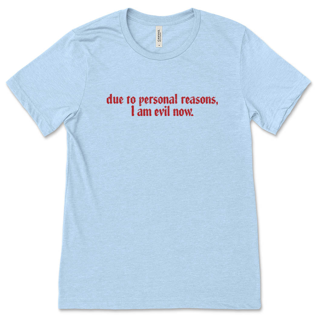 Due To Personal Reasons, I Am Evil Now. ~ Heavyweight Cotton T-Shirt ~ humanKIND