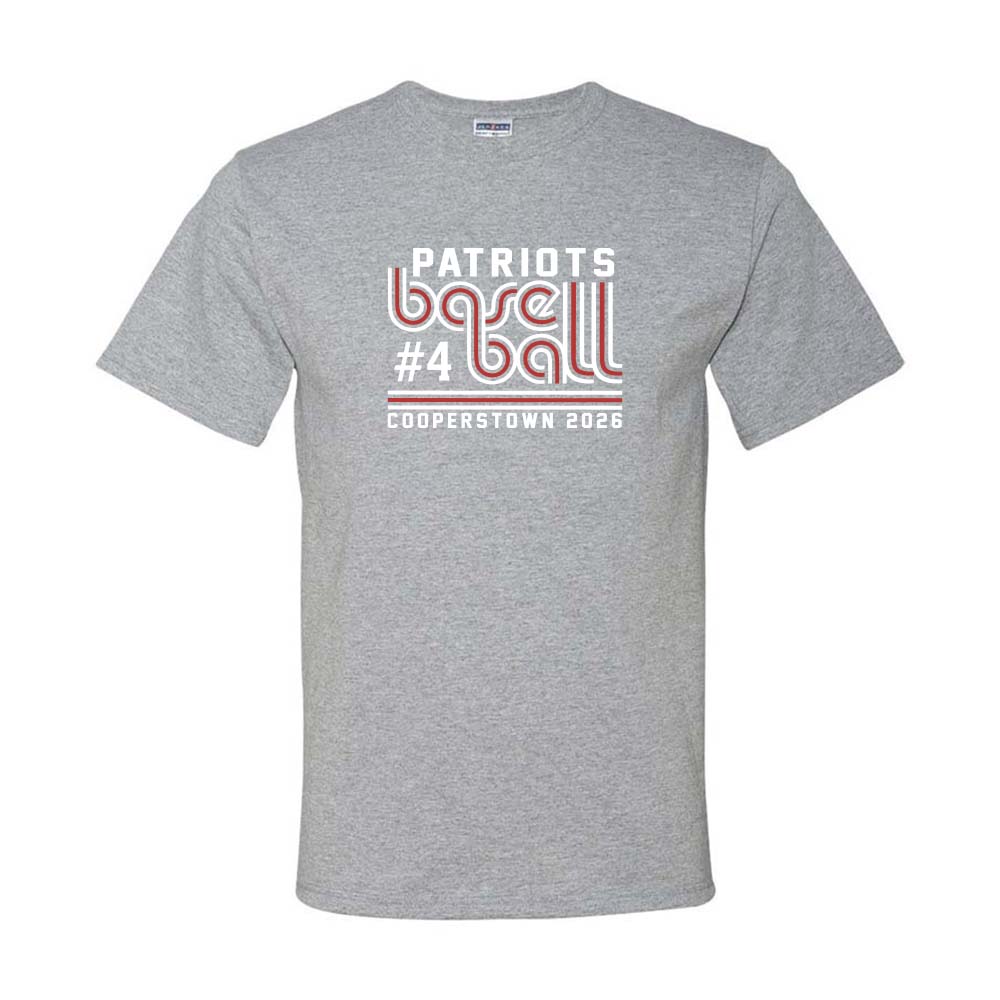 12U Red Cooperstown Team 2026 ~ 50/50 T-Shirt ~ Glenview Patriots-oxford