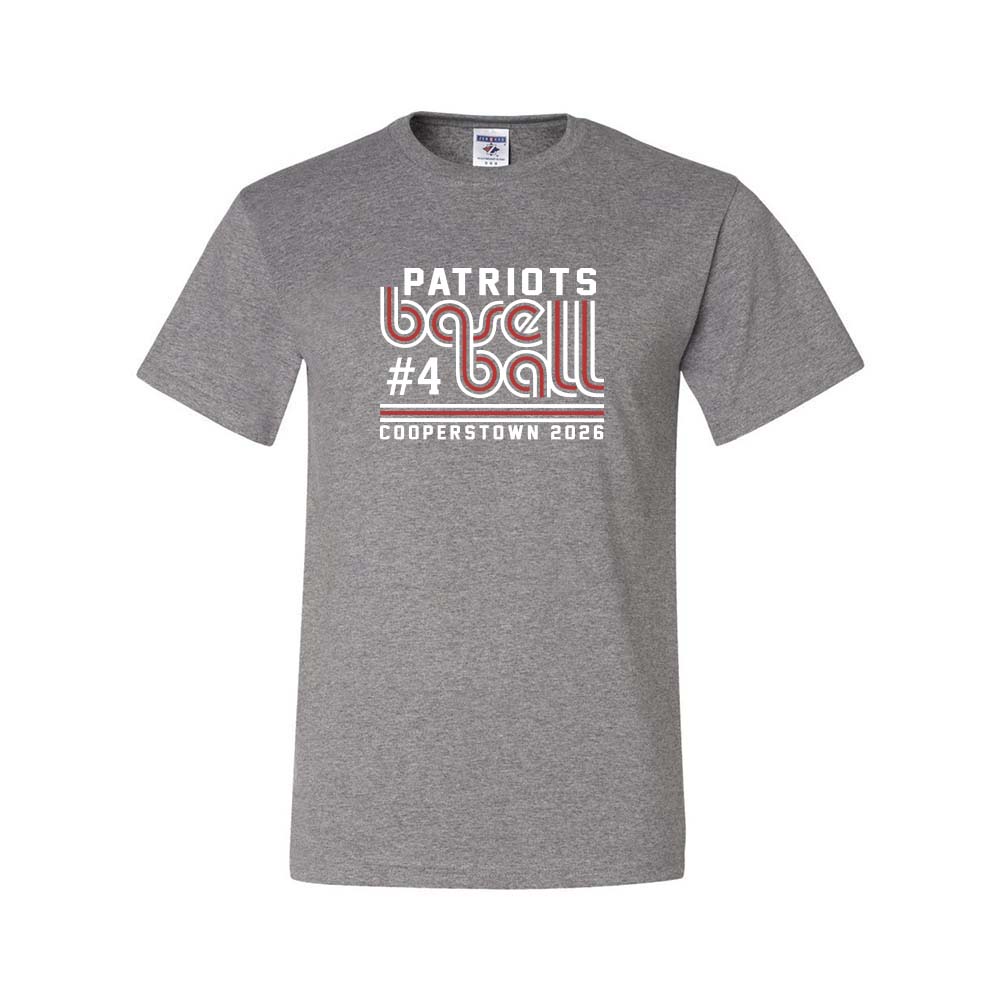 12U Red Cooperstown Team 2026 ~ 50/50 T-Shirt ~ Glenview Patriots-oxford