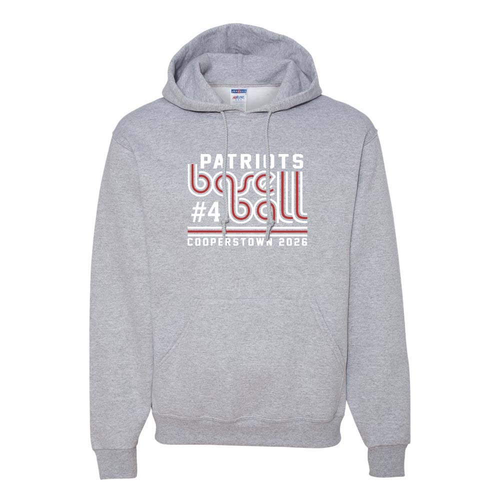 12U Red Cooperstown Team 2026 ~ Hoodie ~ Glenview Patriots-navy