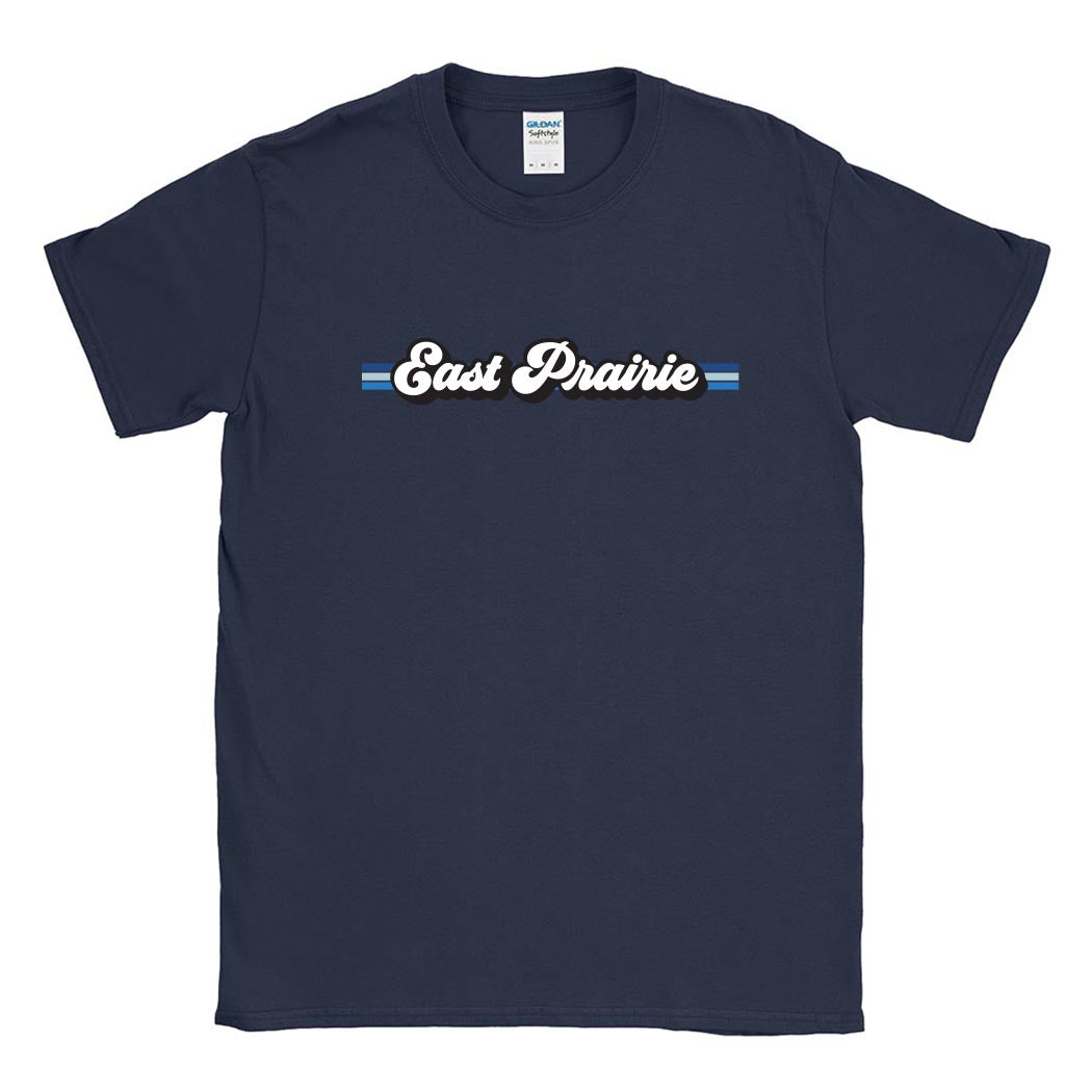 Retro Script Stripes ~ Cotton T-Shirt ~ East Prairie School