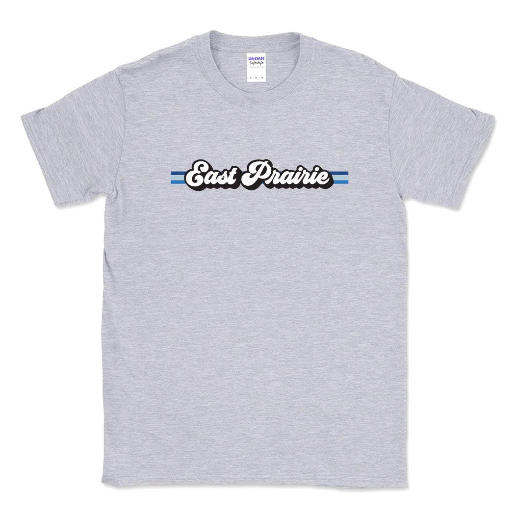 Retro Script Stripes ~ Cotton T-Shirt ~ East Prairie School