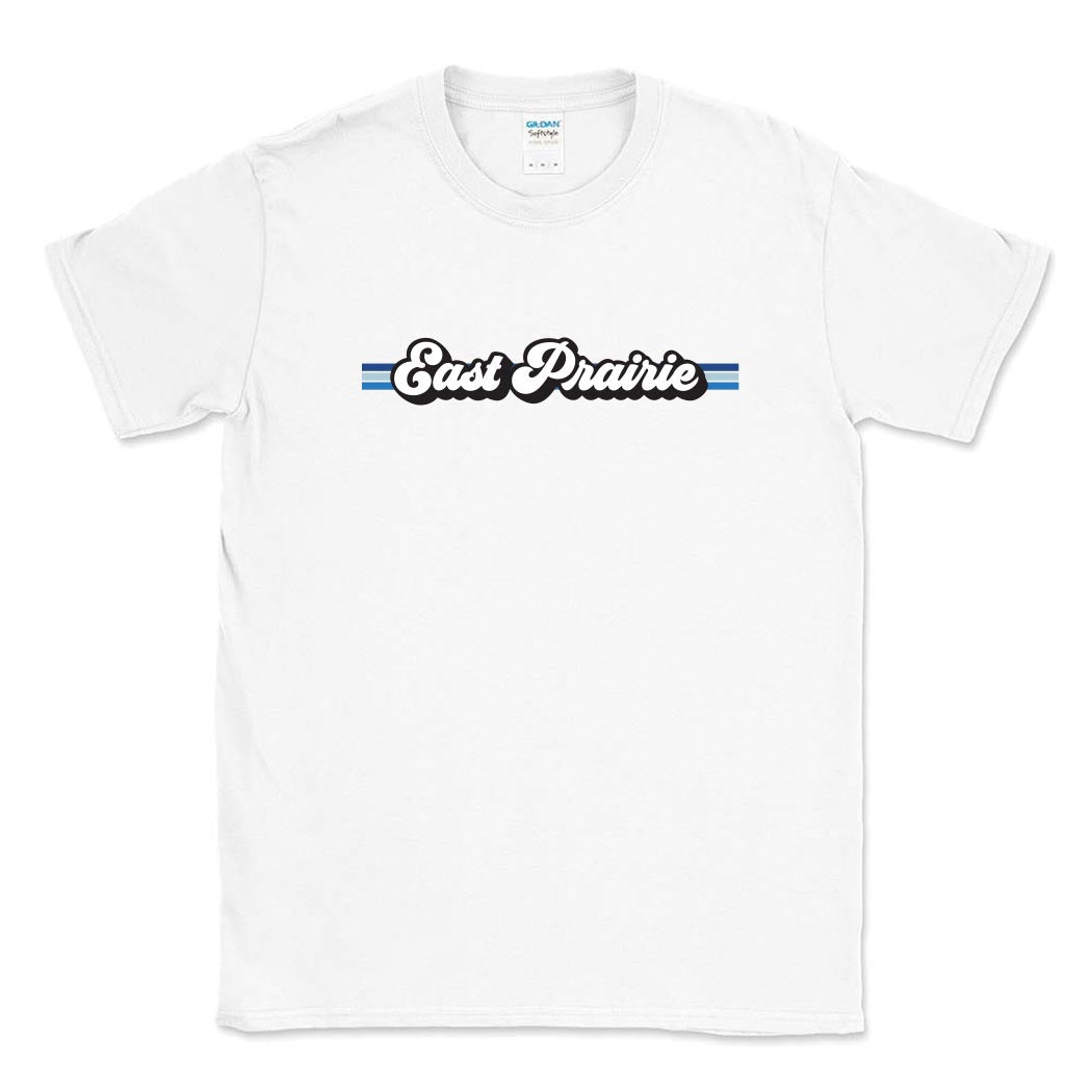 Retro Script Stripes ~ Cotton T-Shirt ~ East Prairie School